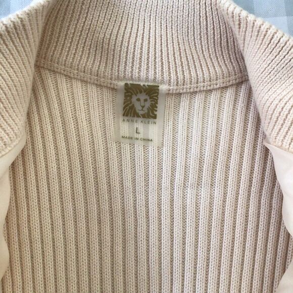 ANN Klein nude cotton quilted zip-up sleeveless vest large Ecru - Picture 6 of 15